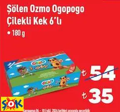 ŞÖLEN OZMO OGOPOGO ÇİLEKLİ KEK 6'LI 180 G